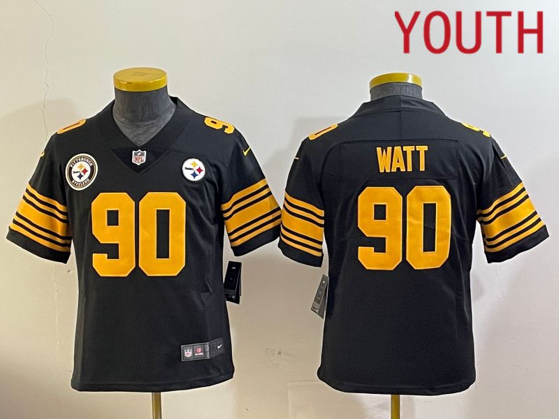 Youth Pittsburgh Steelers #90 Watt Black 2024 Nike Limited NFL Jersey style 1->new york mets->MLB Jersey